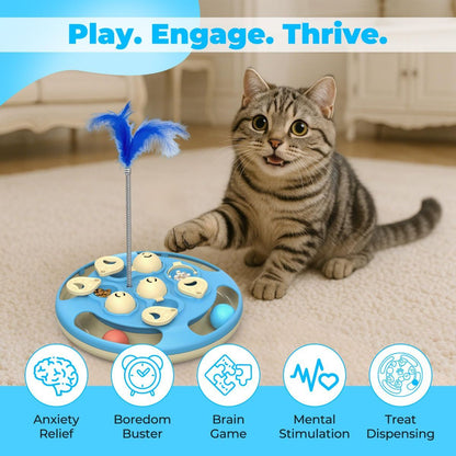 3-in-1 Interactive cat puzzle, toy and treat feeder - Blue