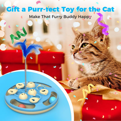 3-in-1 Interactive cat puzzle, toy and treat feeder - Blue