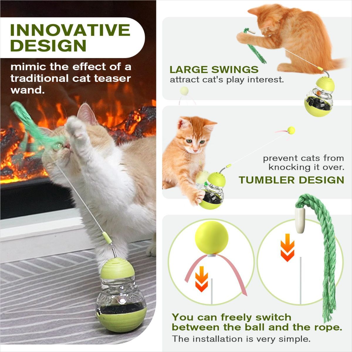 Cat Toy Treat Dispensing Ball Indoor Cat Toy Kitten Toy Mental Stimulation Cat