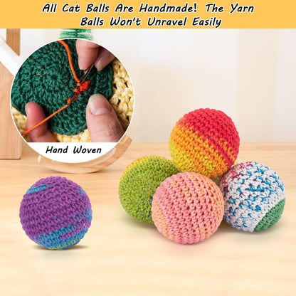 Cat Toys Hand-Crocheted Cat Balls Cat Balls With Bells Indoor Cat Toys Cat Play，Pack of 6，Random color