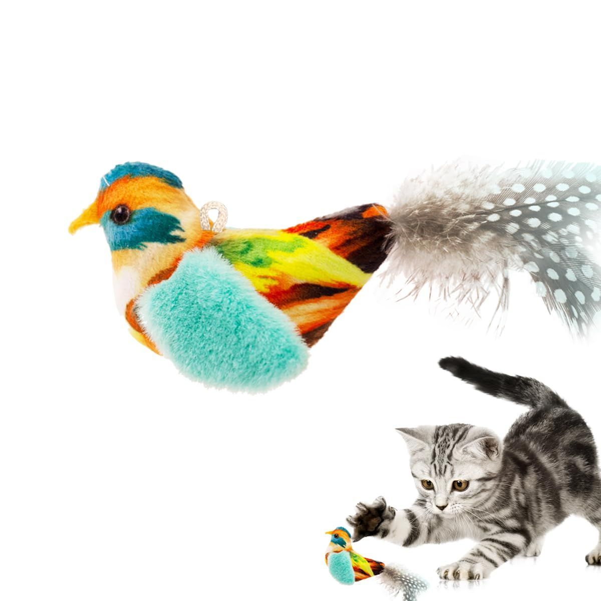 2-Pack Cat Toys Interactive Cat Toys Bird Shaped Cat Toys Cat Toys With Chirping Sound，Random color