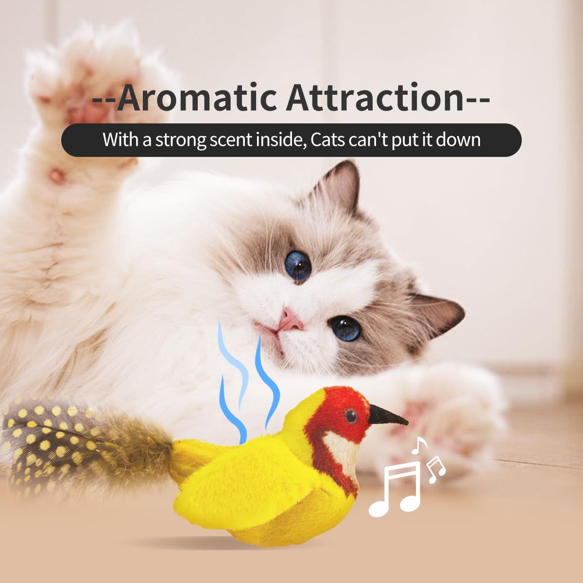 2-Pack Cat Toys Interactive Cat Toys Bird Shaped Cat Toys Cat Toys With Chirping Sound，Random color