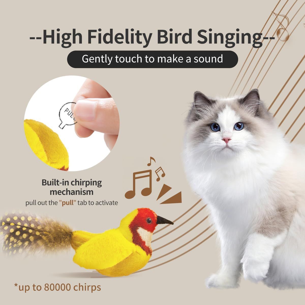 2-Pack Cat Toys Interactive Cat Toys Bird Shaped Cat Toys Cat Toys With Chirping Sound，Random color