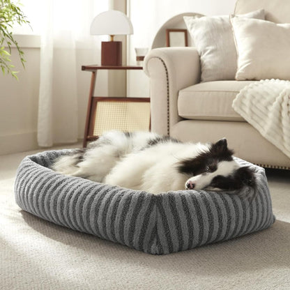Cosy Dog Beg - Teddy Fabric - Grey