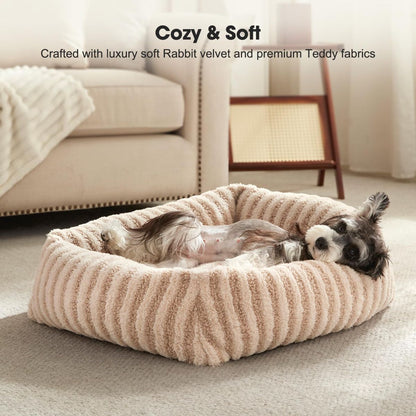 Cosy Dog Bed - Teddy Fabric - Cream