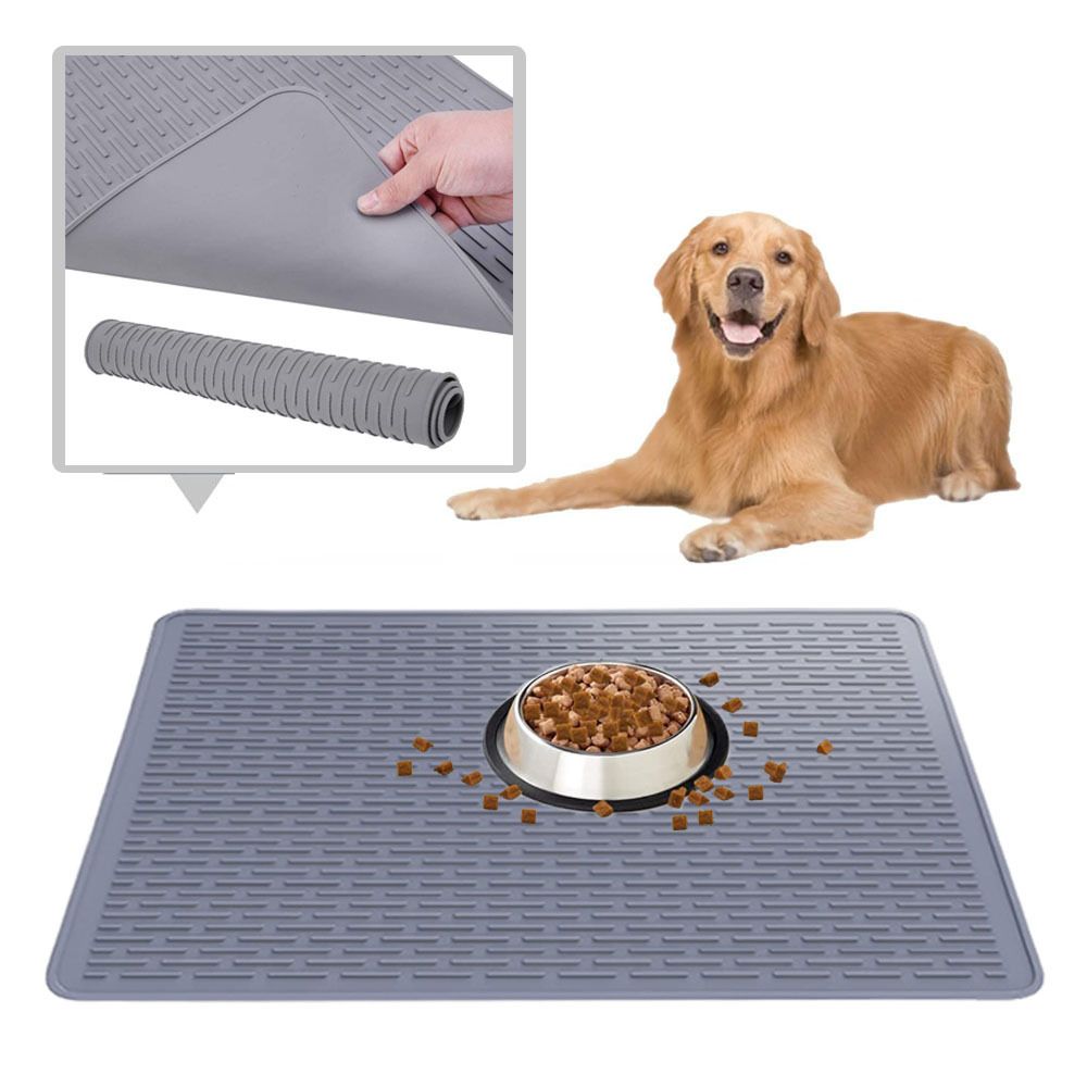 Rubber Large Cat Litter Mat - Kitty Litter Box mat - Silicone Litter Trapping Catcher Mat - Cat Supplies & Accessories for Indoor Cats (28" x 19.7") - Grey