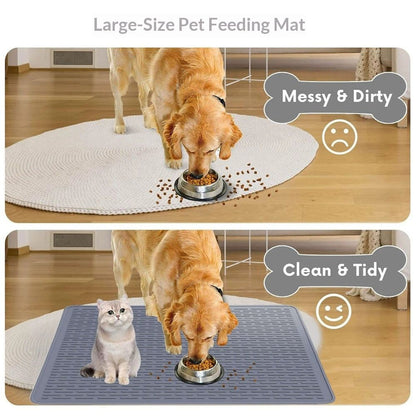 Rubber Large Cat Litter Mat - Kitty Litter Box mat - Silicone Litter Trapping Catcher Mat - Cat Supplies & Accessories for Indoor Cats (28" x 19.7") - Grey