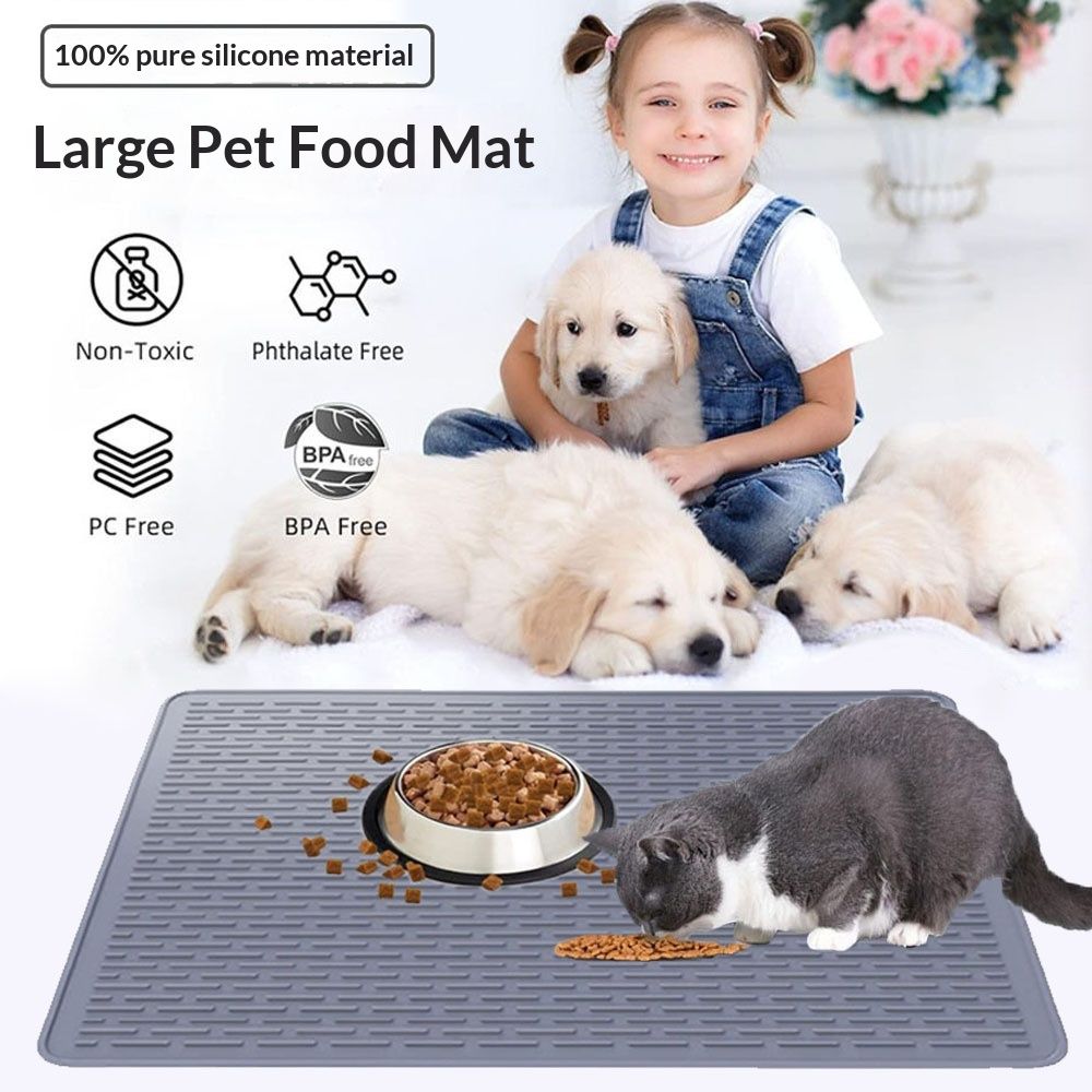 Rubber Large Cat Litter Mat - Kitty Litter Box mat - Silicone Litter Trapping Catcher Mat - Cat Supplies & Accessories for Indoor Cats (28" x 19.7") - Grey