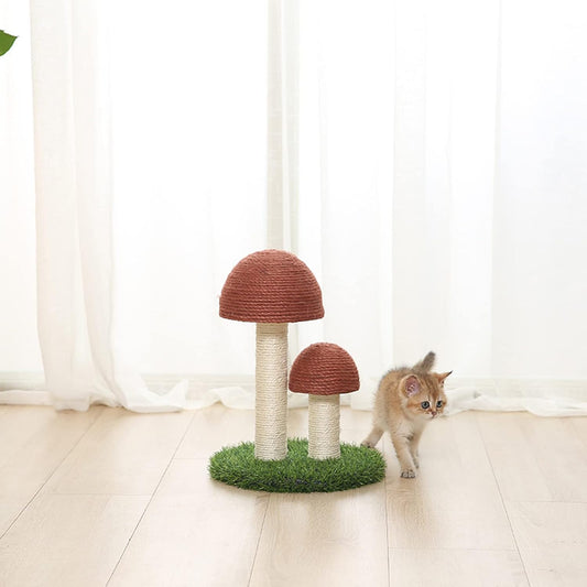 Mushroom Cat Scratching Post with Natural Sisal