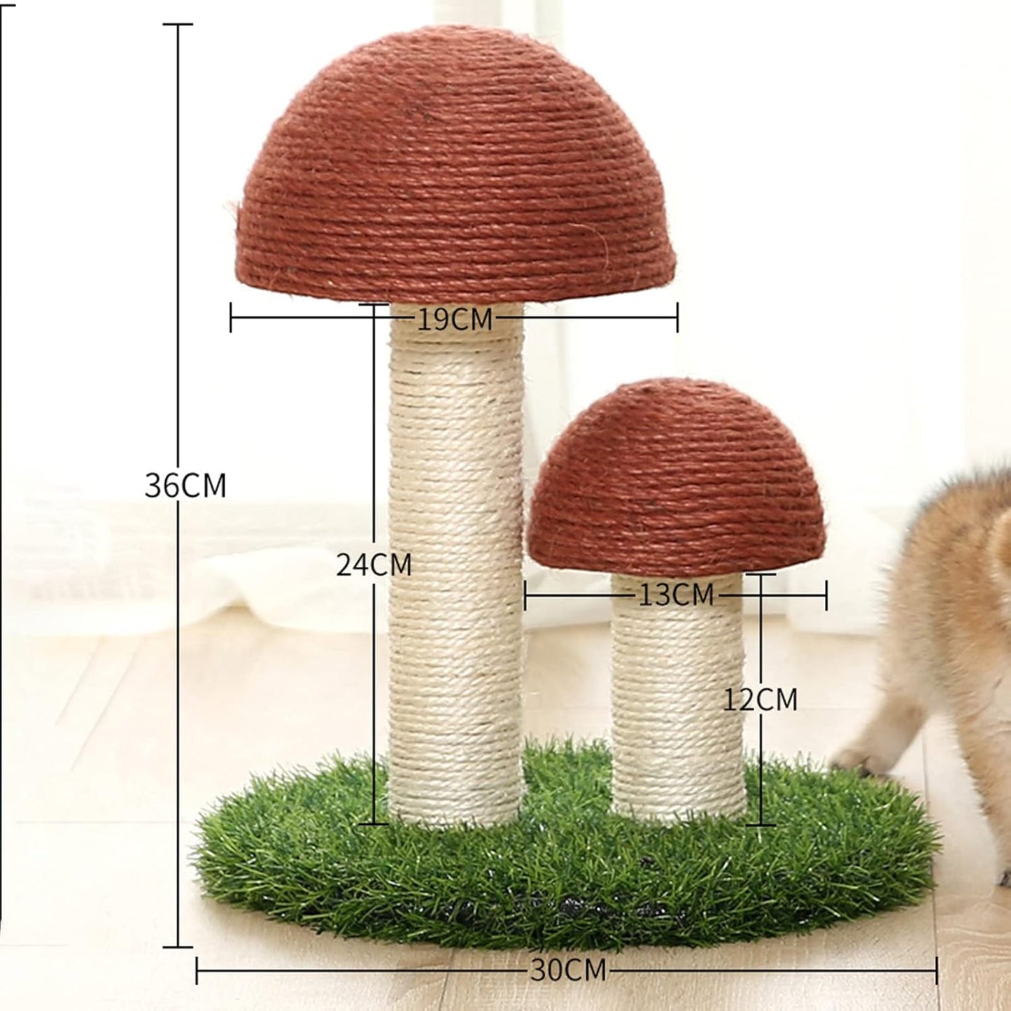 Mushroom Cat Scratching Post with Natural Sisal
