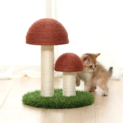 Mushroom Cat Scratching Post with Natural Sisal