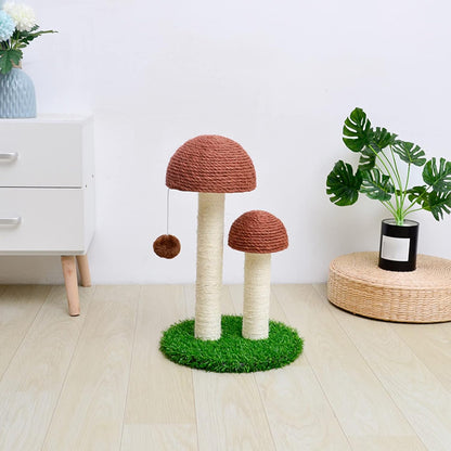 Mushroom Cat Scratching Post with Natural Sisal