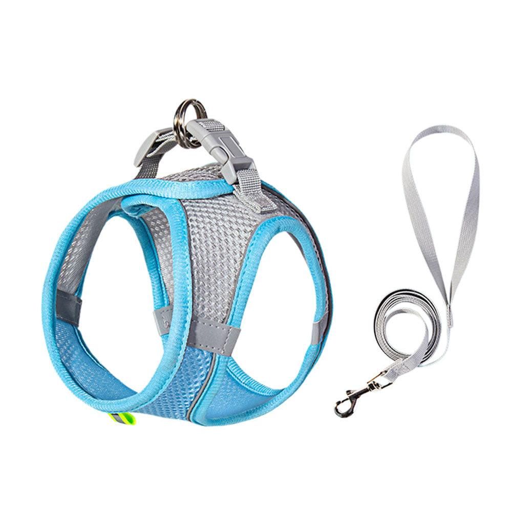 Pet Cat Harness and Leash Set Reflective Strip - Blue
