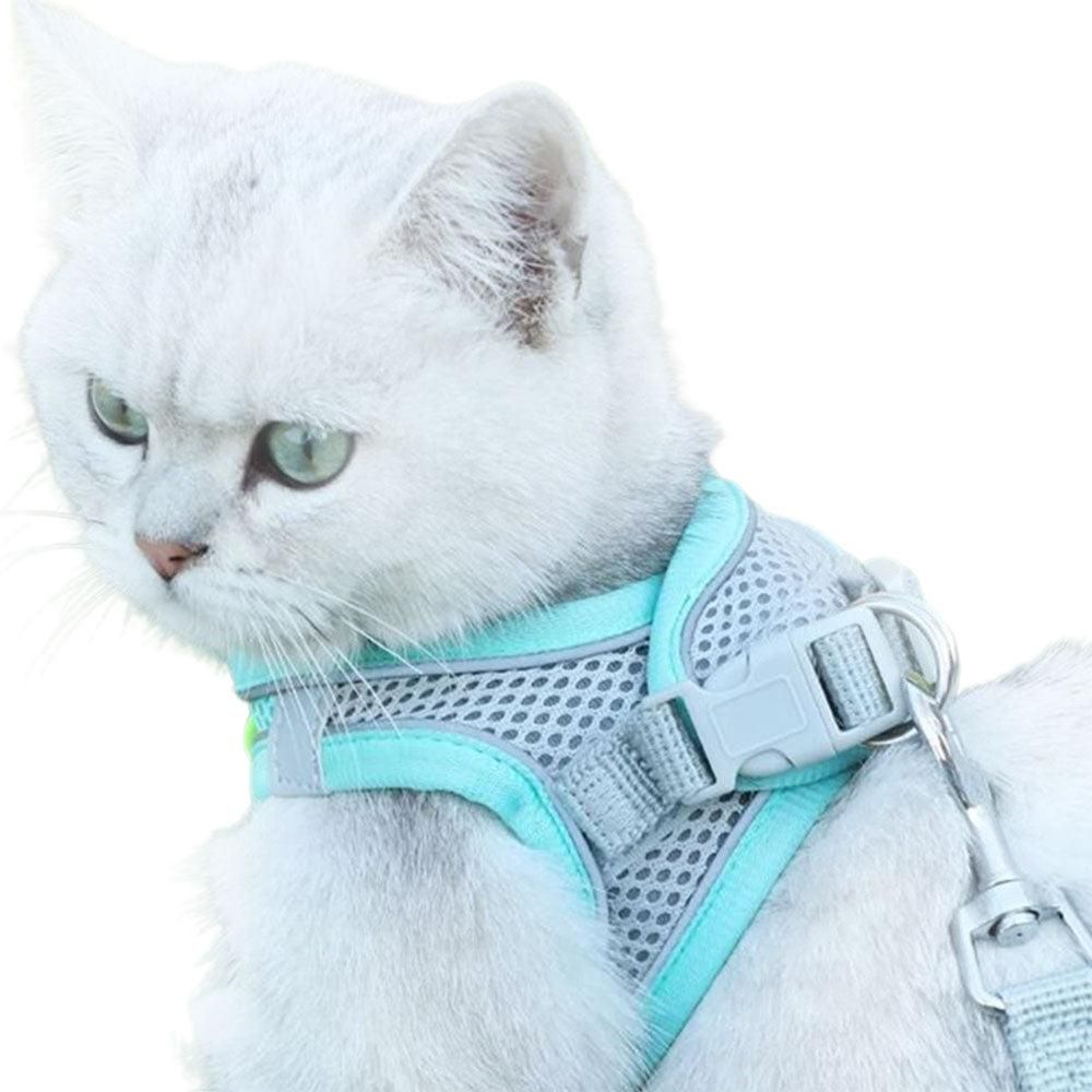 Pet Cat Harness and Leash Set Reflective Strip - Blue