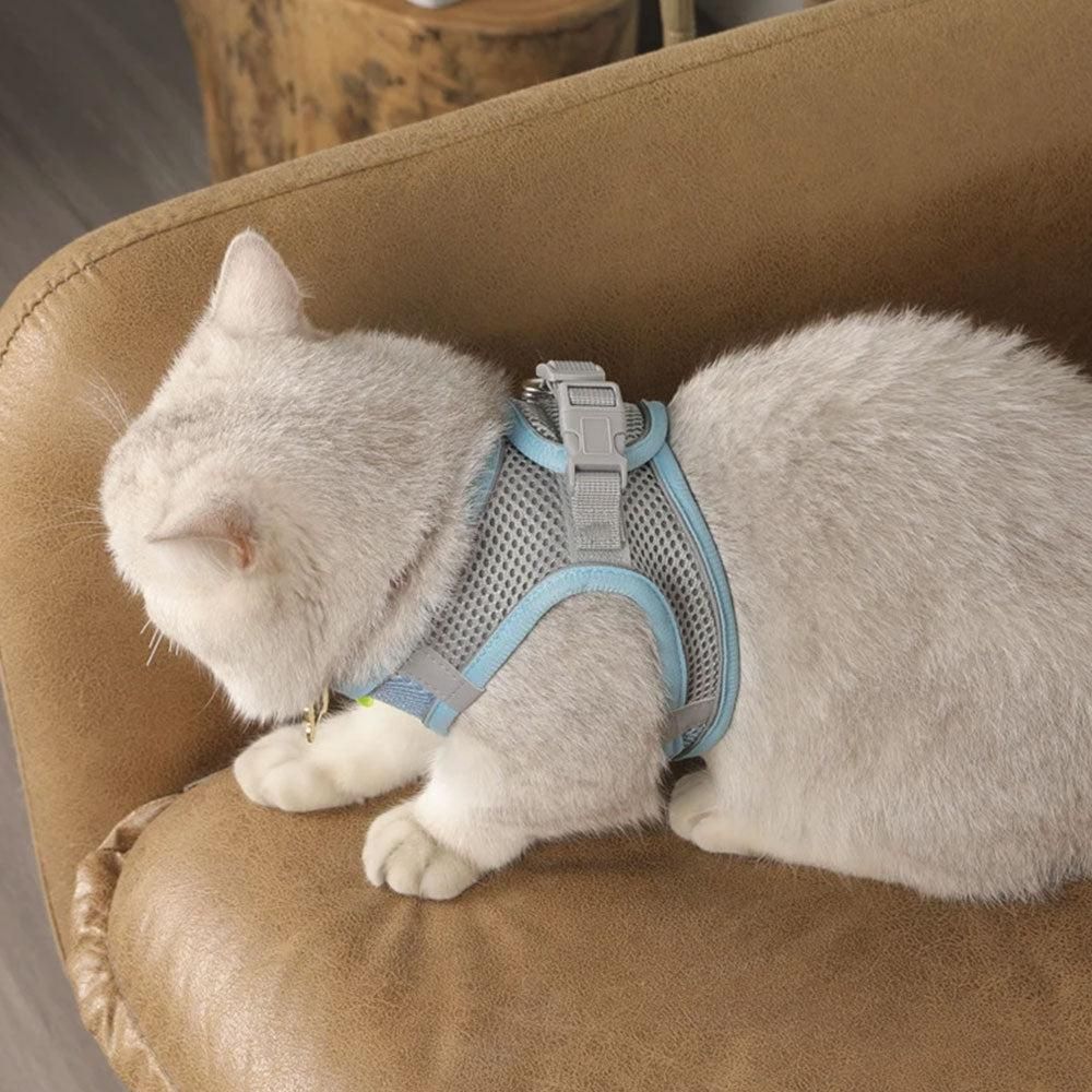 Pet Cat Harness and Leash Set Reflective Strip - Blue