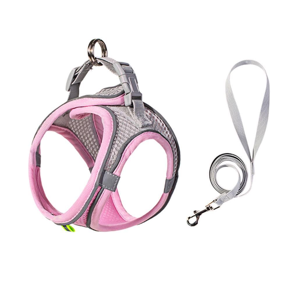 Pet Cat Harness and Leash Set Reflective Strip - Pink