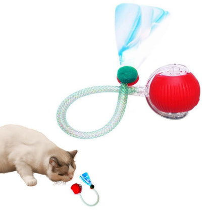 Interactive Cat Toy Moving Cat Ball with Dragonfly Tail Indoor Auto-Turn Cat Toy Green