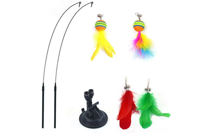20Pcs Interactive Cat Wand Toys with Feather Replacements for Cats Play and Exercise