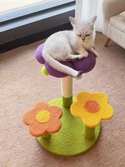 Cat Tree Flower-Shaped Cat Tree Cat Scratching Post Cat Furniture Sisal Rope - Purple - Size 40-40-48