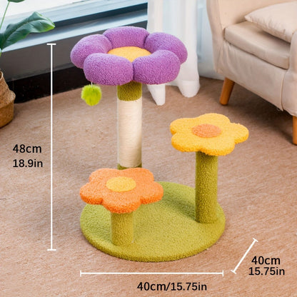 Cat Tree Flower-Shaped Cat Tree Cat Scratching Post Cat Furniture Sisal Rope - Purple - Size 40-40-48