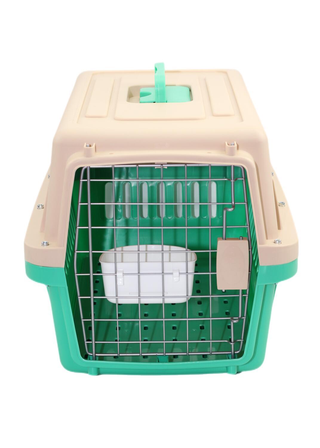 YES4PETS Pet Carrier Cage Crate - Bowl Tray & Removable Wheels - Green