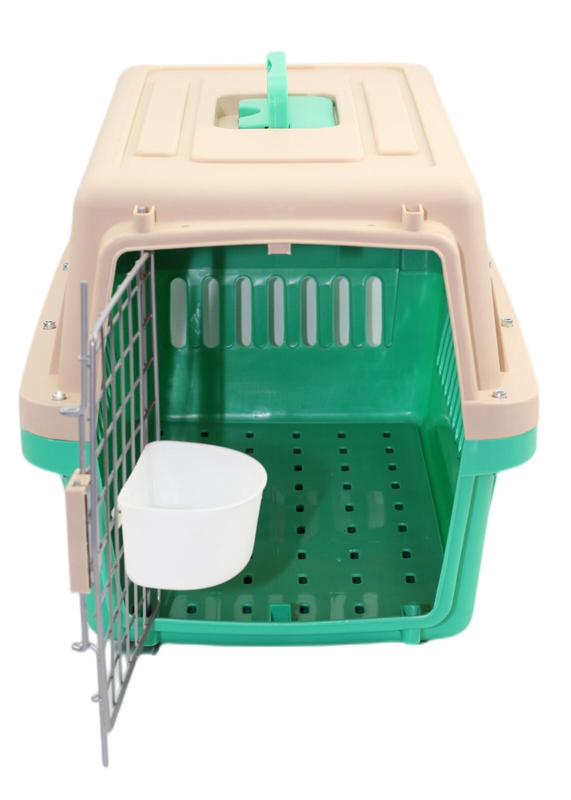 YES4PETS Pet Carrier Cage Crate - Bowl Tray & Removable Wheels - Green