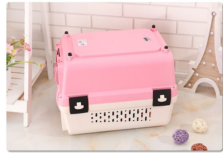 YES4PETS Portable Plastic Dog Cat Pet Carrier Travel Cage With Tray