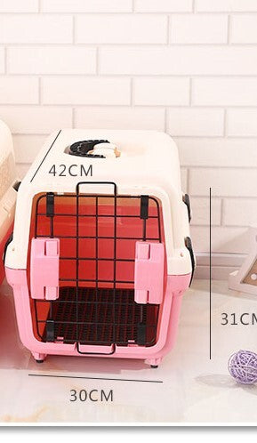 YES4PETS Portable Plastic Dog Cat Pet Carrier Travel Cage With Tray