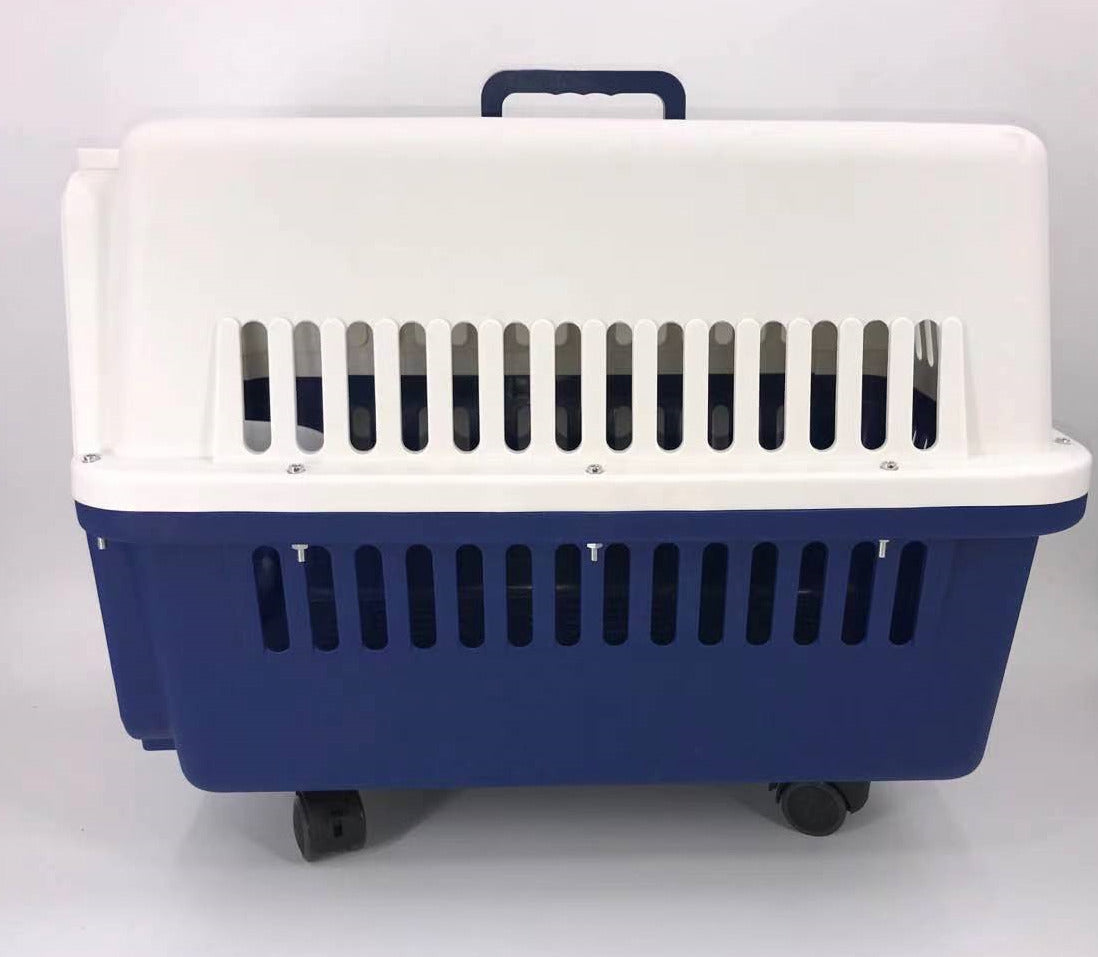 YES4PETS Pet Carrier Cage Crate - Bowl Tray & Removable Wheels - Blue