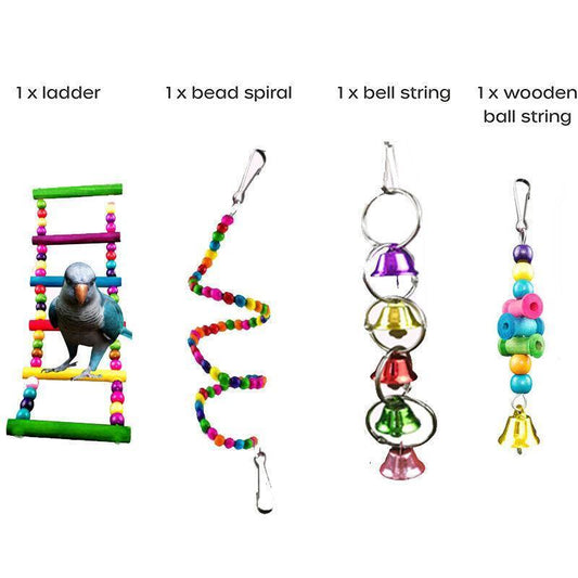 10pcs - Parrot Toys Set for Cockatiels Budgies Cages
