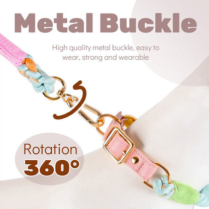 Cotton Rope Dog Leash and Collar Set - Various Colours