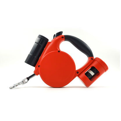 3-in-1 Retractable Dog Leash - LED Flashlight and Waste Bag Dispenser -  Various Colours