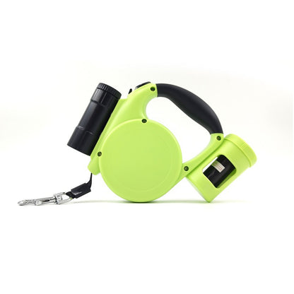 3-in-1 Retractable Dog Leash - LED Flashlight and Waste Bag Dispenser -  Various Colours