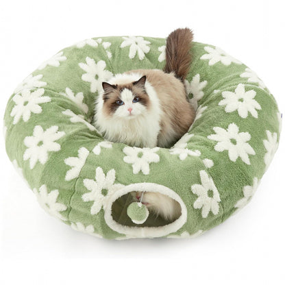2-in-1 Cat Tunnel Bed - Purple 80cm