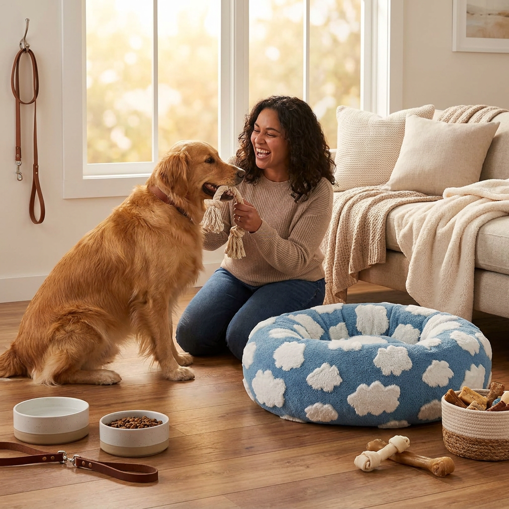 Dog Bed Donut - Blue Cloud