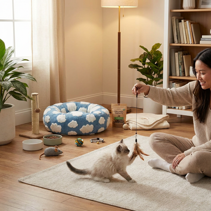 Dog Bed Donut - Blue Cloud