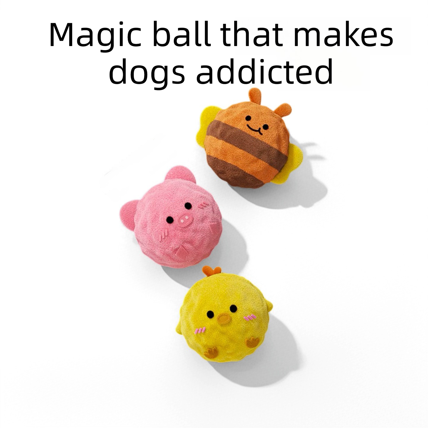 2-Piece Pink Pig Squeaky Ball Dog Toy Set with TPR Thorn Ball Inside - Soft Plush Pet Chew Toys for Dogs & Cats