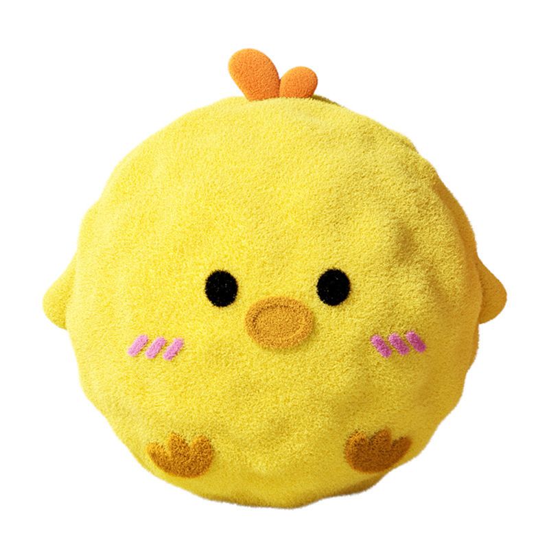2-Piece Yellow Chick Squeaky Ball Dog Toy Set with TPR Thorn Ball Inside - Soft Plush Pet Chew Toys for Dogs & Cats