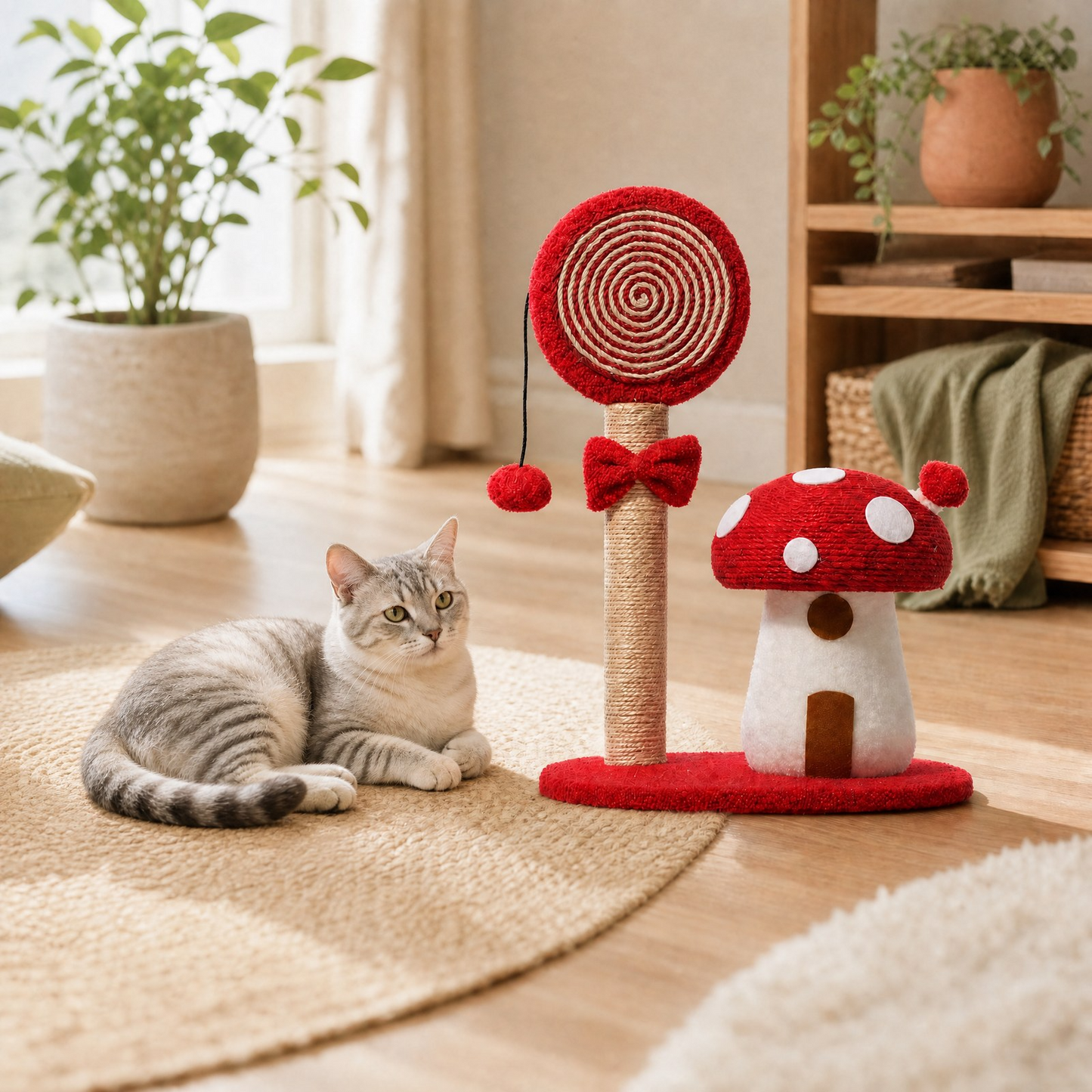 Mushroom Cat Scratching Post - Various Colours